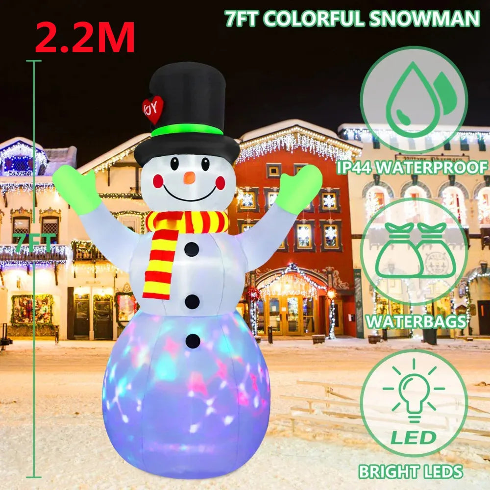 Festive Glow Snowman Inflatable with LED Lights Decor ATHLEXES