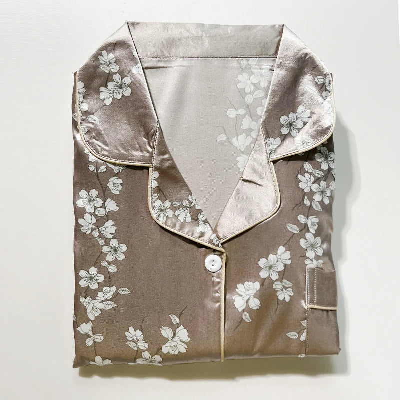 Autumn Pajama Women Silk Satin Set ATHLEXES