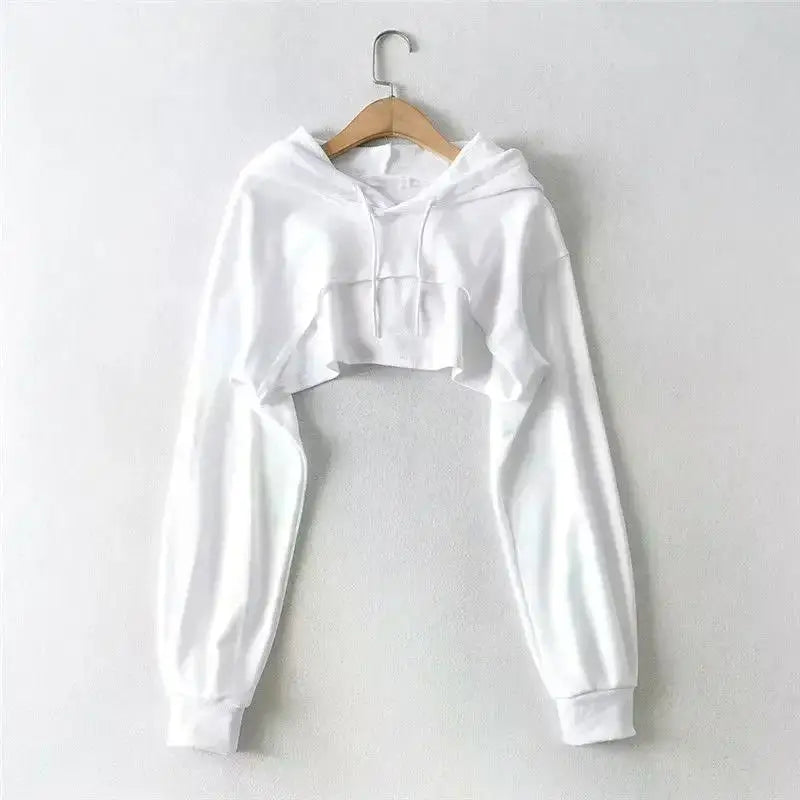 Chic Y2K Irregular Crop Hoodie for Trendy Women ATHLEXES