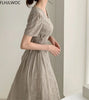 Chic Vintage Cotton Linen A-Line Dress ATHLEXES