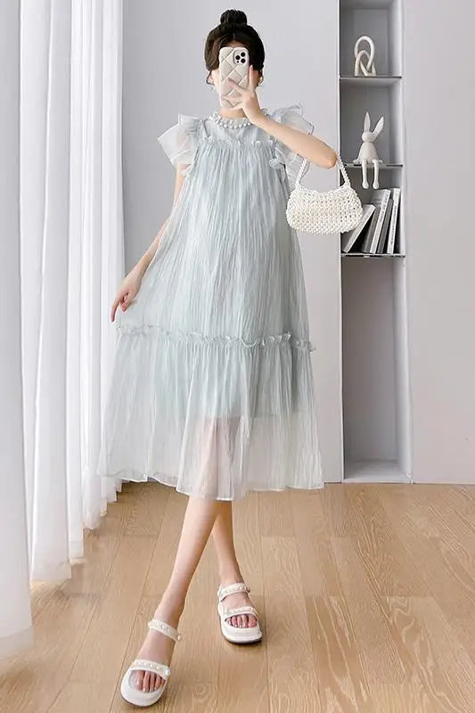 Elegant Ruffle Maternity Dress for Summer ATHLEXES