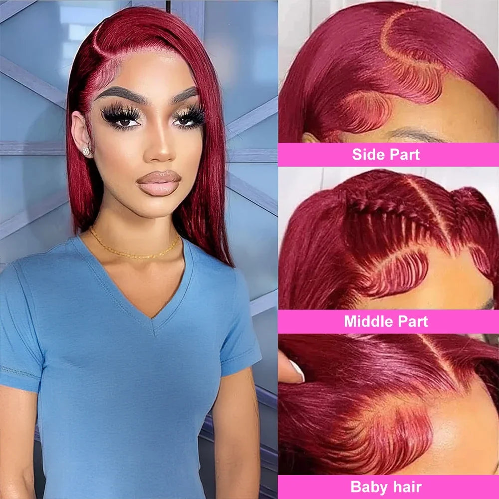 Burgundy Elegance Glueless Bob Wig 13x4 ATHLEXES