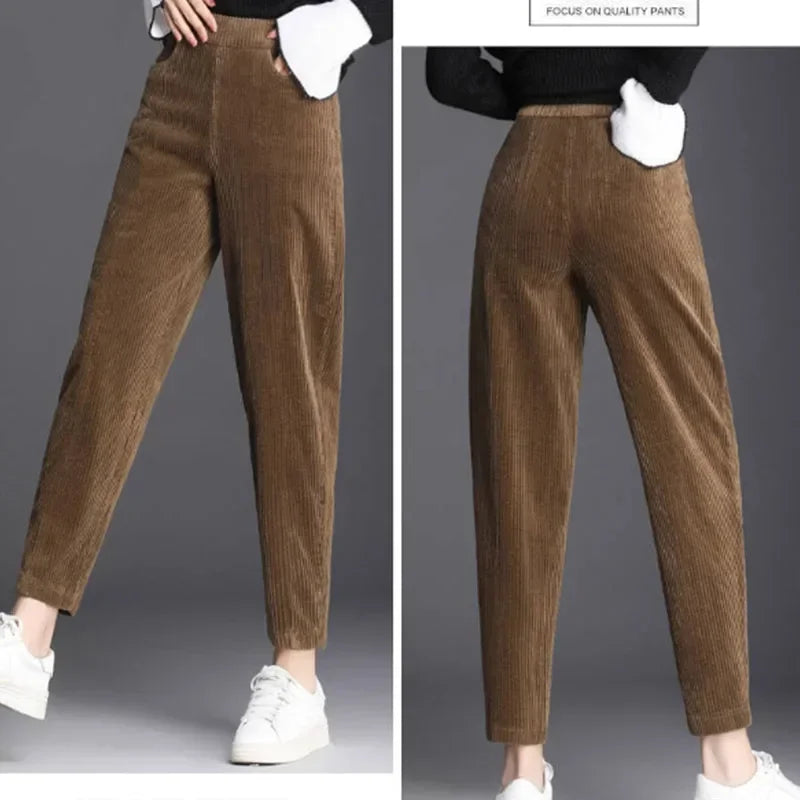 Plush Corduroy Harem Pants for Cozy Autumn Style ATHLEXES