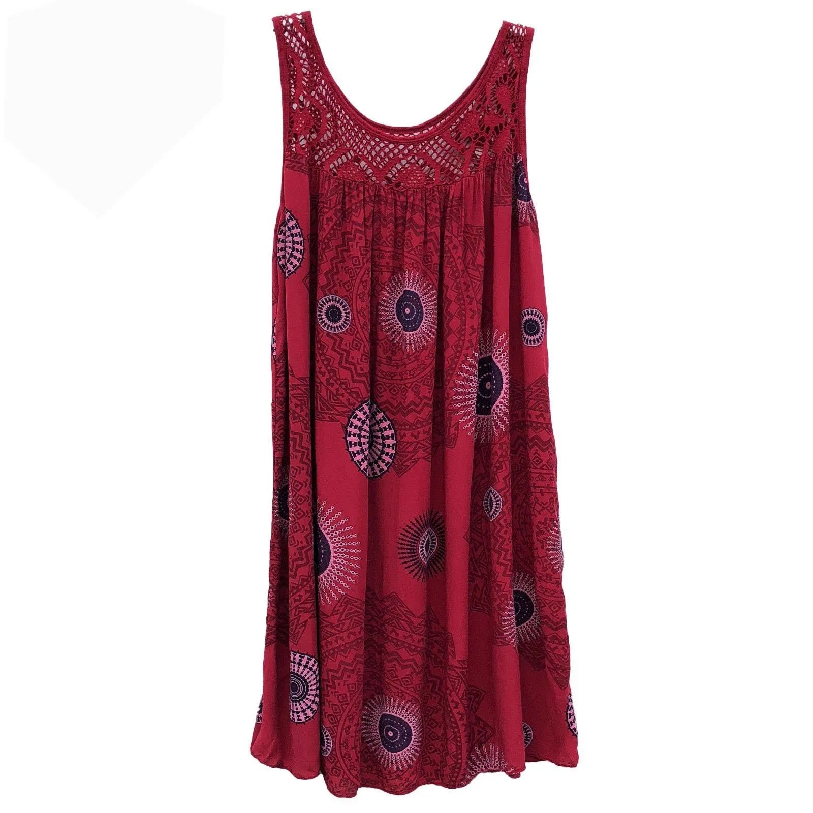 Elegant Lace Print Plus Size Sleeveless Dress ATHLEXES