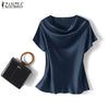 ZANZEA Women's Elegant Satin Summer Blouse ATHLEXES