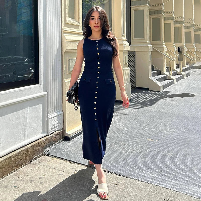 TARUXY Elegant High Waist Ribbed Knit Dress ATHLEXES