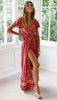 Chic V Neck Summer Slit Maxi Dress for Women ATHLEXES