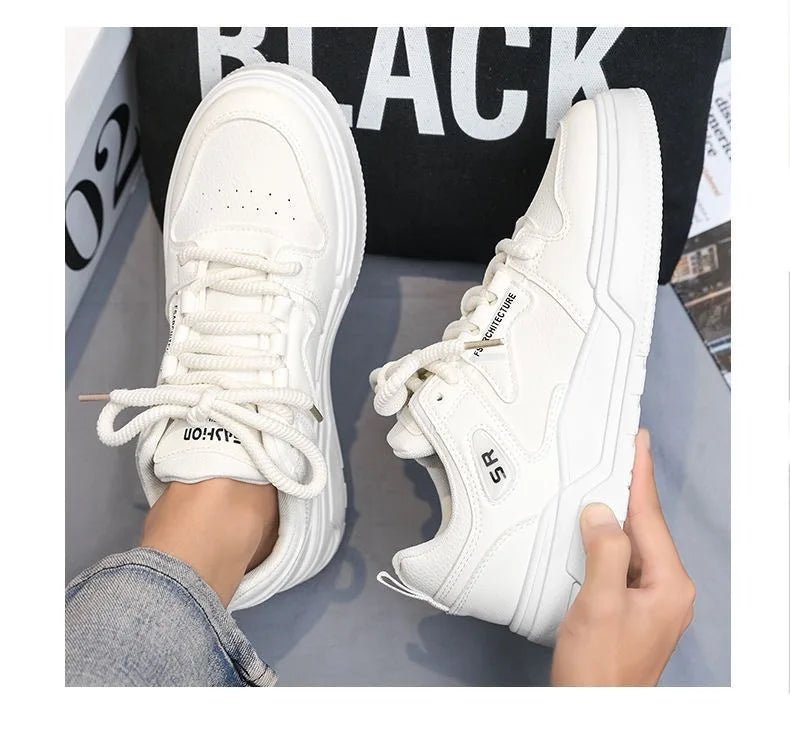 Men Casual Shoes Breathable White Sneakers Fashion Driving Walking Tennis Sports Shoes for Male Skate Flats Low-top Board Shoes ATHLEXES