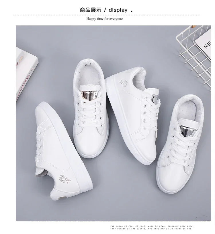 Elegant Lace-Up Women’s Embroidered White Sneakers ATHLEXES