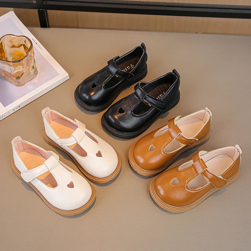 Charming Heart Princess Leather Flats for Kids ATHLEXES
