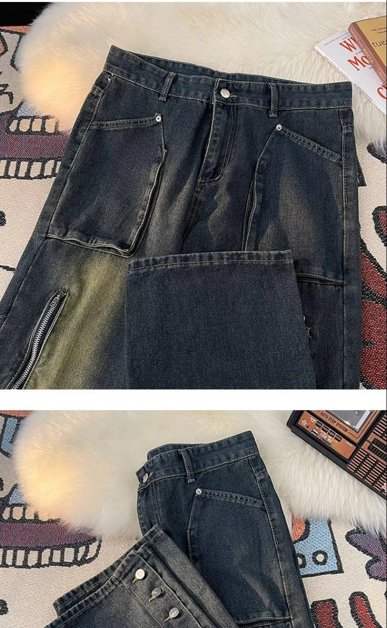 Trendy Y2K Personalized Straight Leg Casual Jeans ATHLEXES