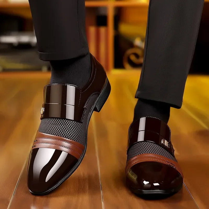 Classic Black Pointed Toe Leather Loafers for Men ATHLEXES
