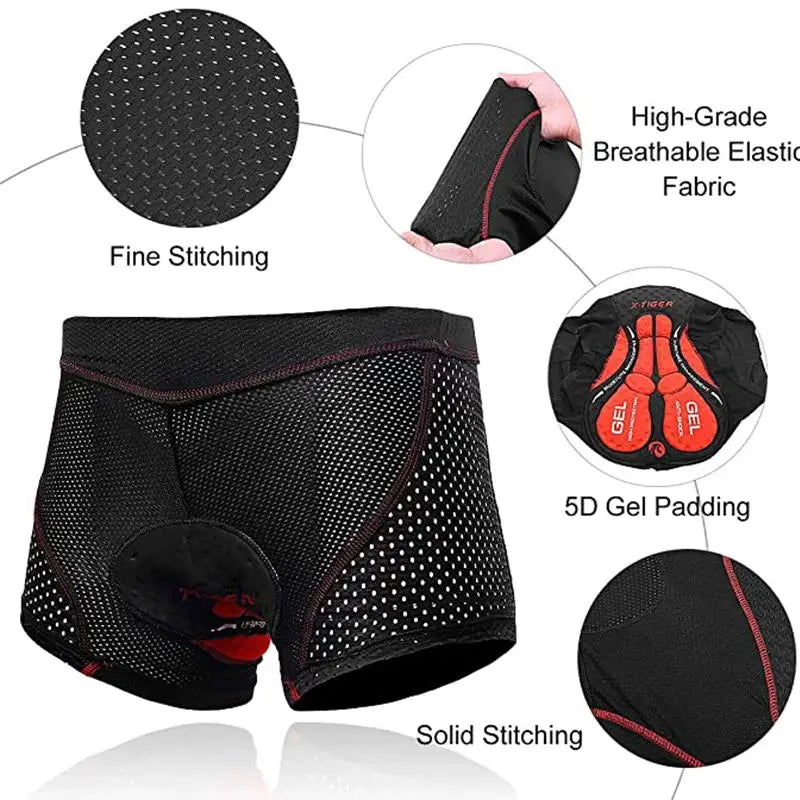 X-TIGER Men's 5D Gel Pad Cycling Shorts ATHLEXES