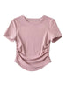 Harajuku Ruched Side Cotton Crew Neck Tee ATHLEXES