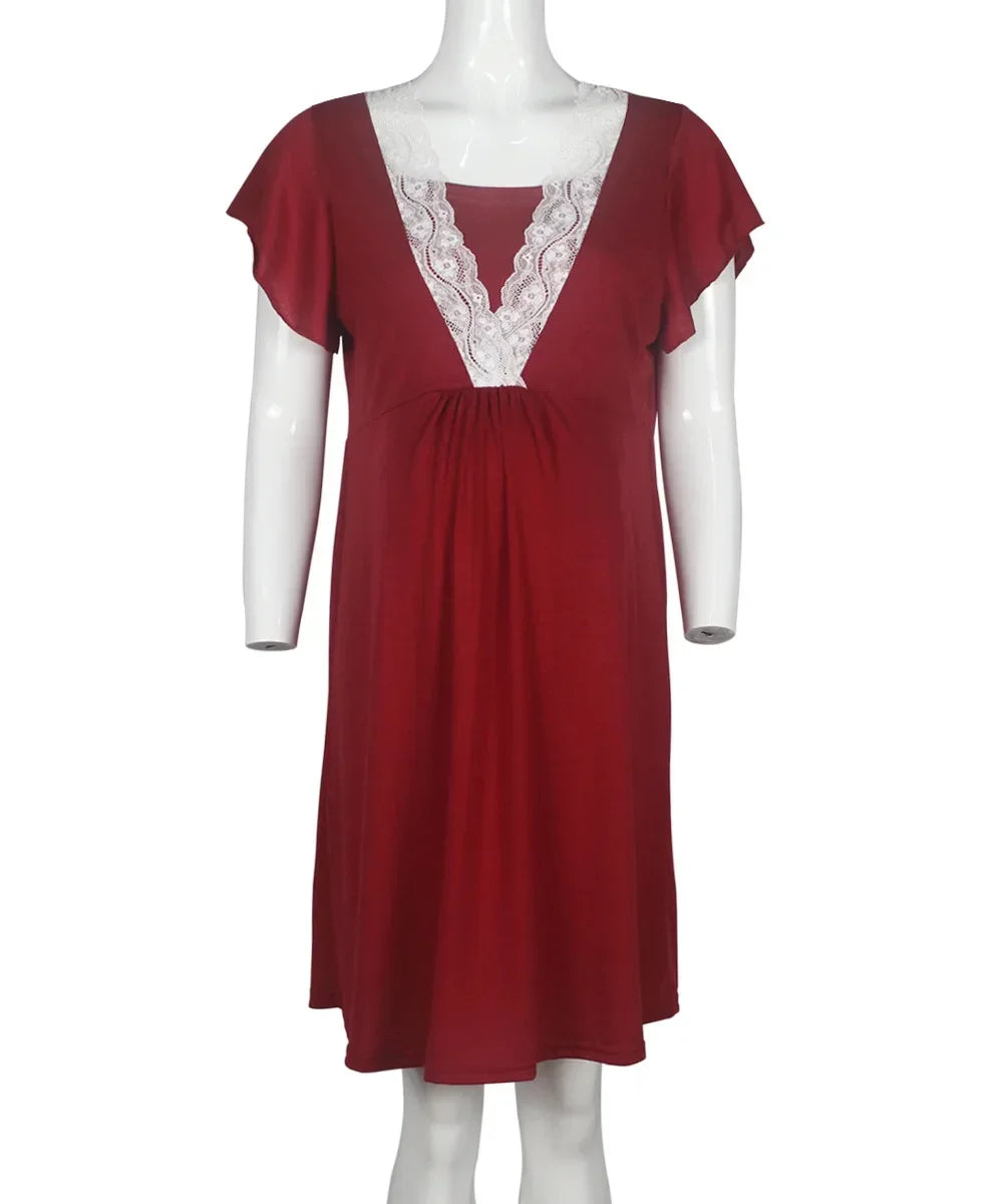 Chic Lace Maternity Nursing Pajamas Set ATHLEXES