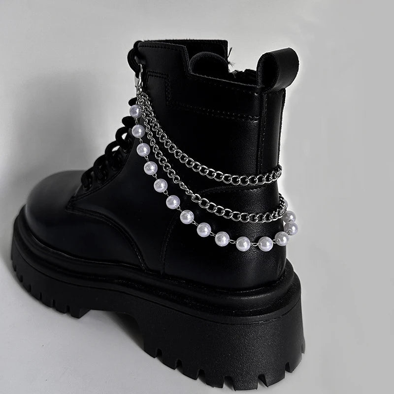 Elegant Pearl Chain Accessories for Martin Boots and Shoes ATHLEXES