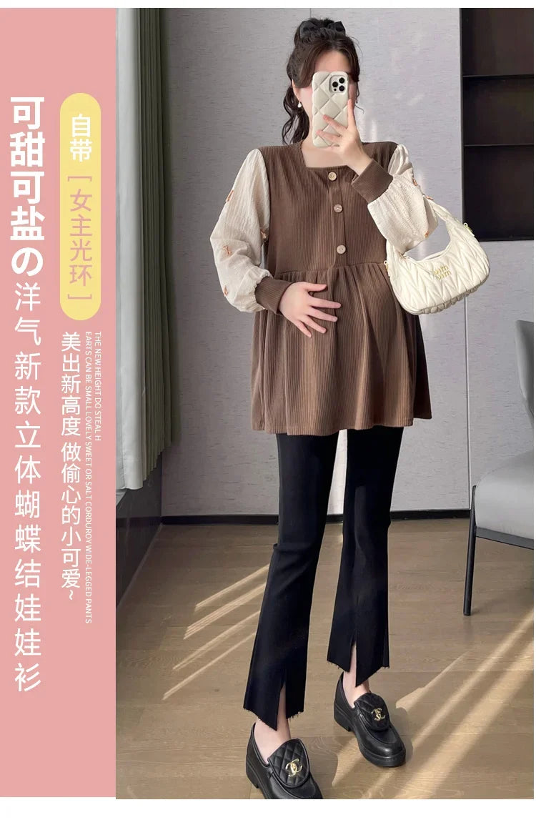 Chic Spring Maternity Patchwork Blouse ATHLEXES