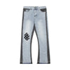 Retro Spliced Denim Trousers for Trendy Couples ATHLEXES