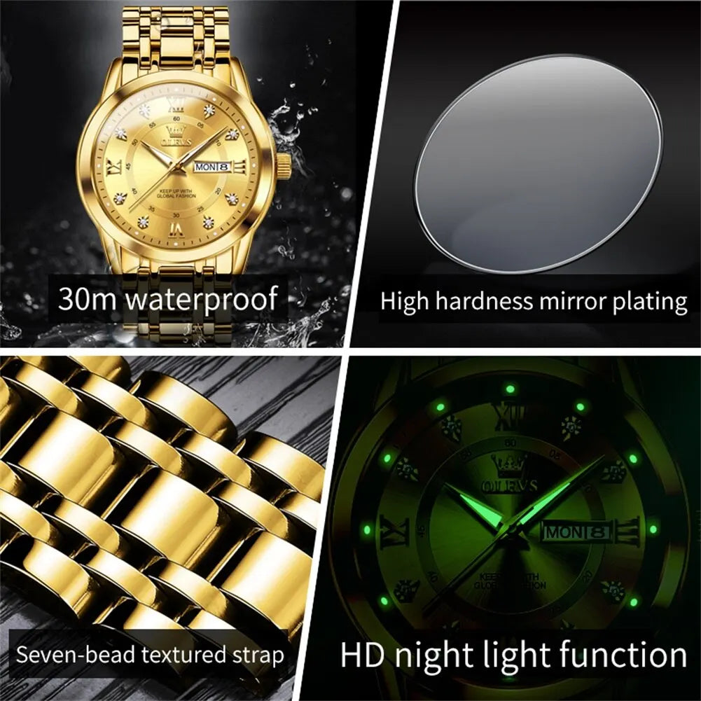 OLEVS Luxury Diamond Quartz Watch for Men ATHLEXES