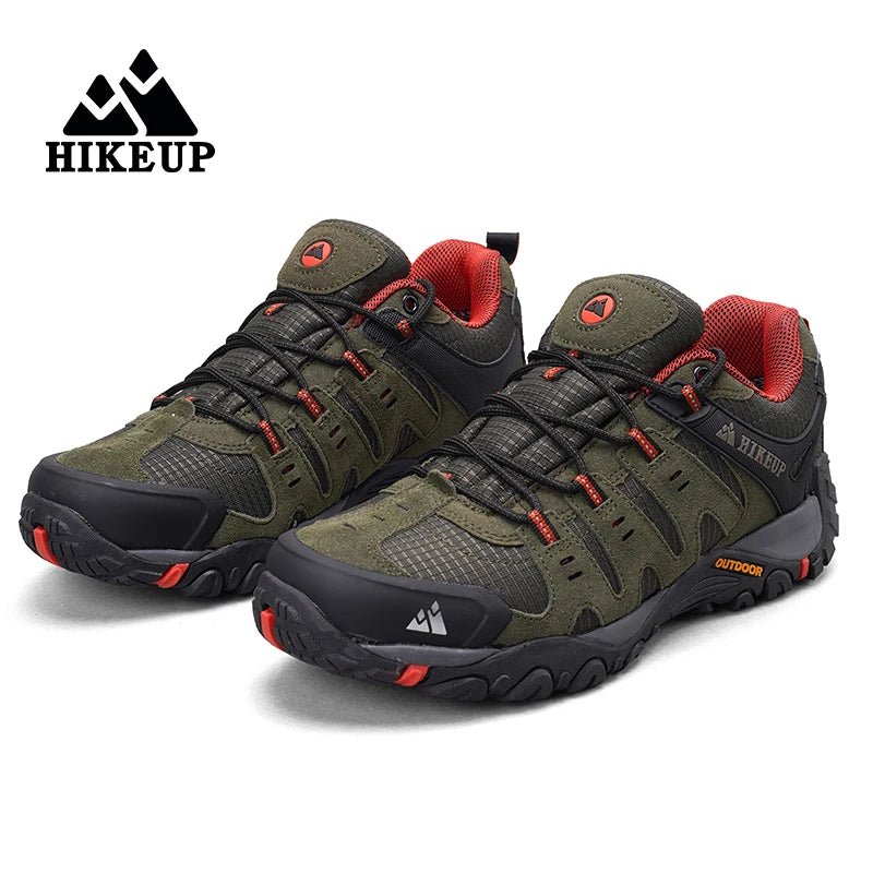 HIKEUP Men's Hiking Shoes Suede Leather Outdoor Shoes Wear-resistant Men Trekking Walking Hunting Tactical Sneakers ATHLEXES