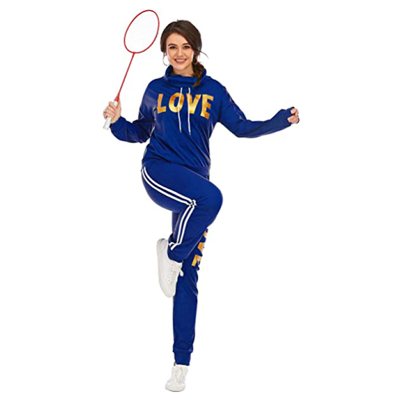 Chic Love Print High Neck Hoodie and Pants Set ATHLEXES