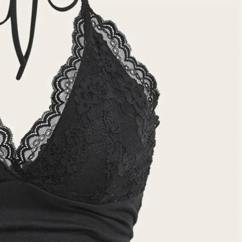 Gothic Lace Halter Top for Edgy Street Style ATHLEXES