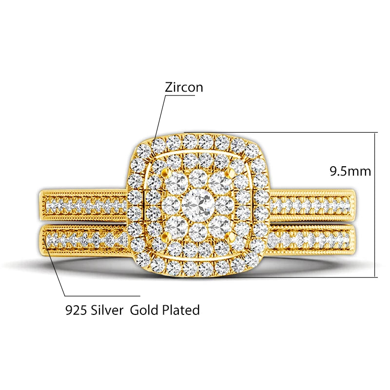 Romantic 925 Silver Bridal Double Rings Set ATHLEXES