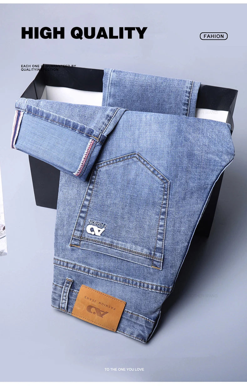 Light Blue Slim Fit Stretch Jeans for Men ATHLEXES