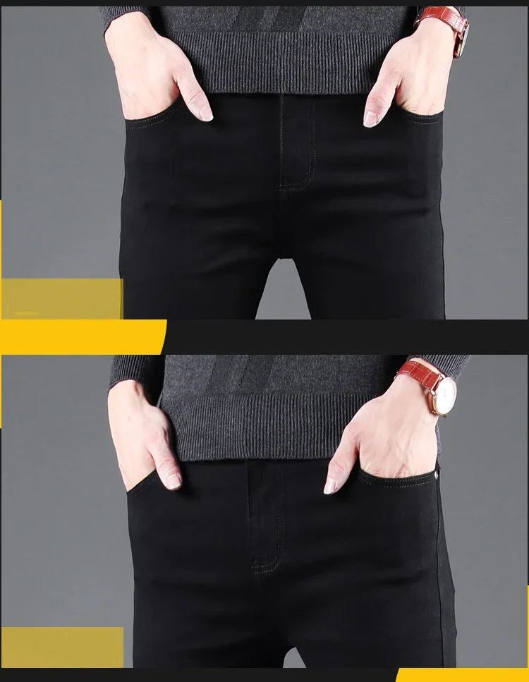 Korean Style Black Slim Fit Jeans for Men ATHLEXES
