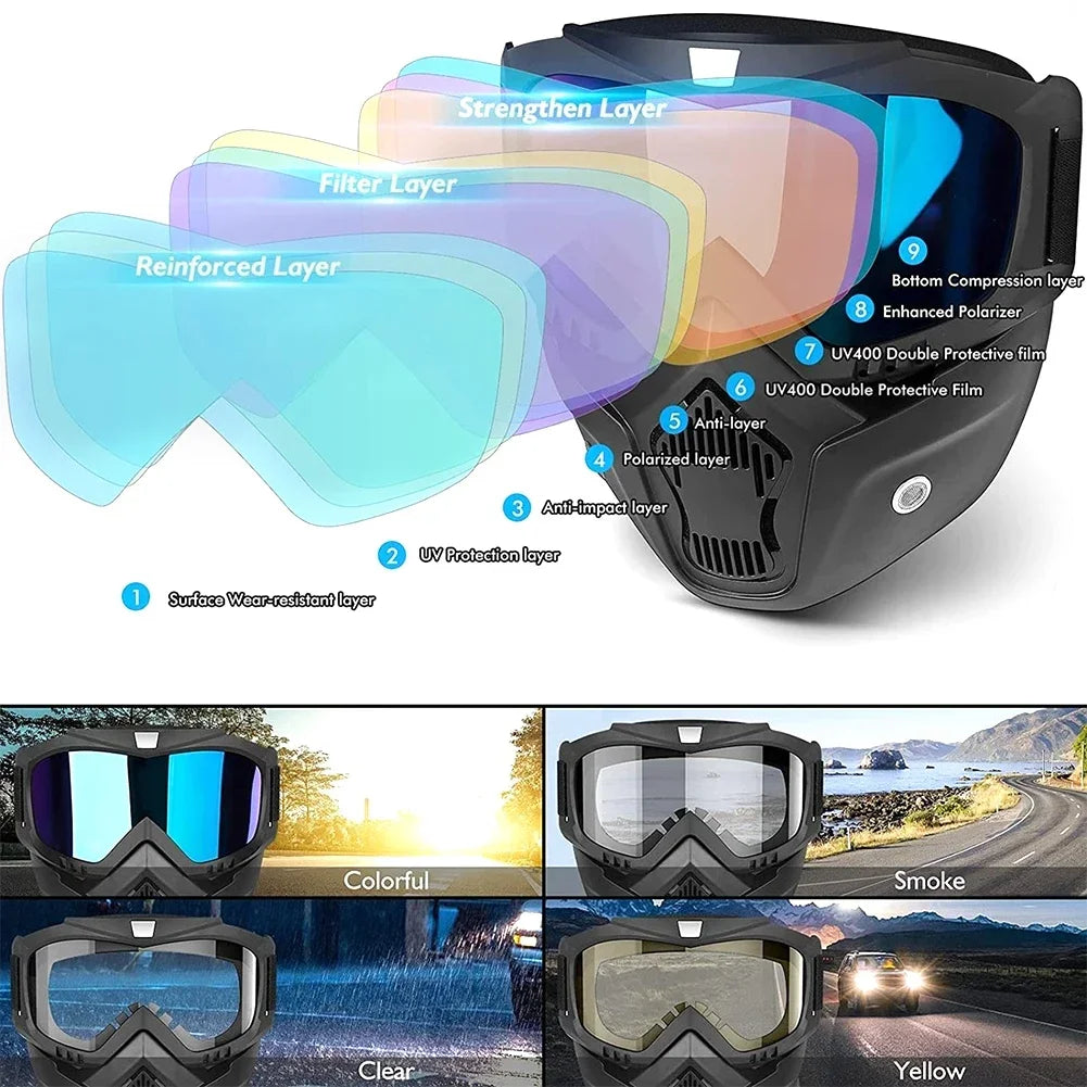 Ultimate UV400 Motorcycle Goggles with Mouthpiece ATHLEXES