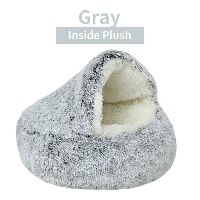 PurrNest Plush Cat Bed: Cozy 2-in-1 Winter Retreat ATHLEXES