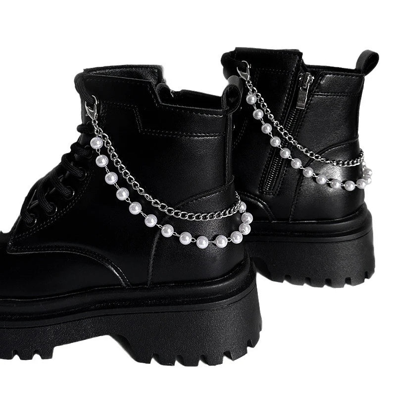 Elegant Pearl Chain Accessories for Martin Boots and Shoes ATHLEXES
