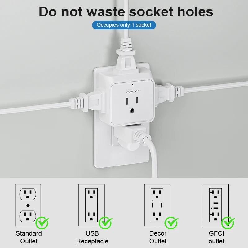 PUJIAMX Premium 5-Socket Surge Protector Strip ATHLEXES