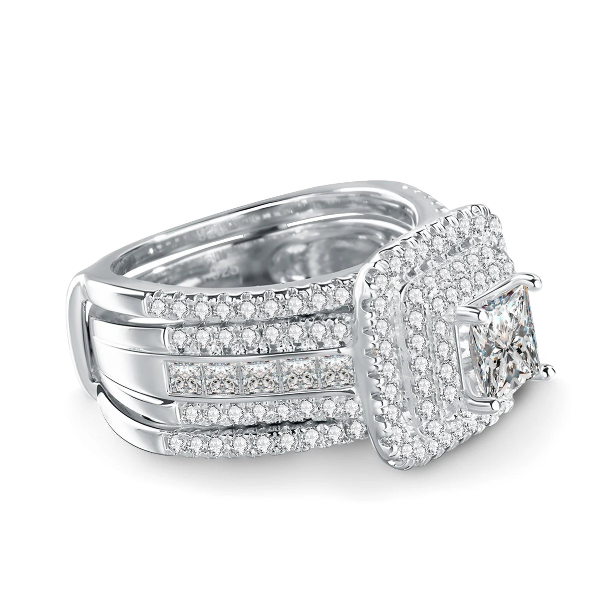 Elegant 2PCS Moissanite Wedding Ring Set 925 Silver ATHLEXES