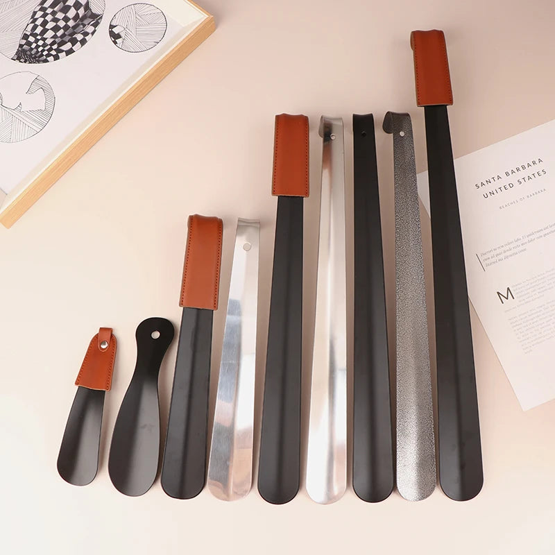 Elegant Stainless Steel Shoe Horn with Leather Cover ATHLEXES