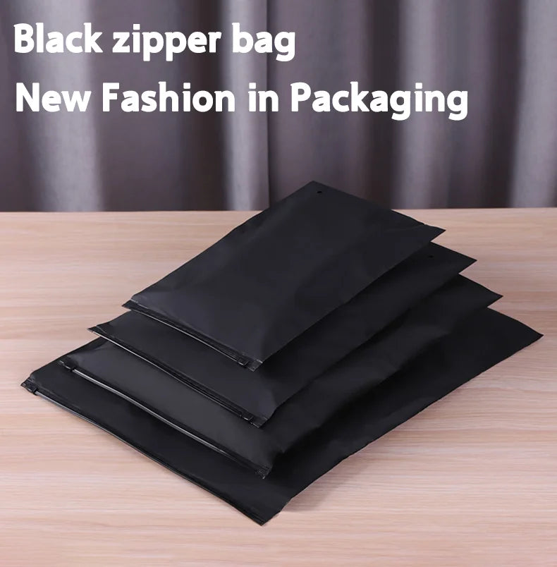 Customized Black Matte Zipper Bag for Small Business ATHLEXES