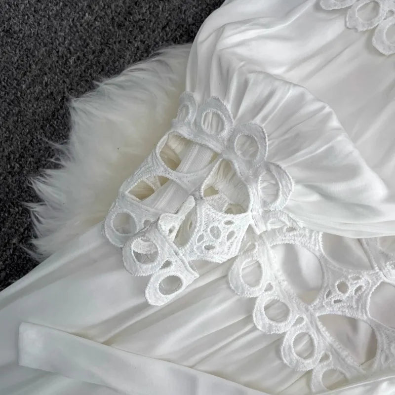 Elegant Hollow Out Lace Long Sleeve Dress ATHLEXES
