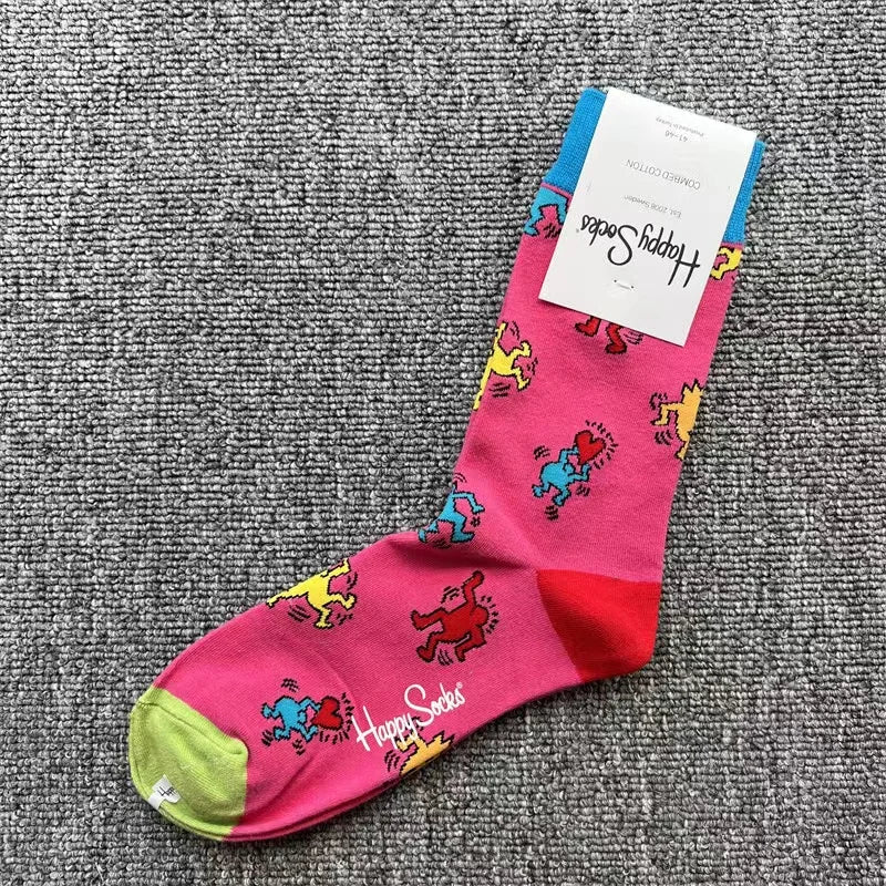Happy Socks Men's Diamond Check Crew Socks for All Seasons ATHLEXES