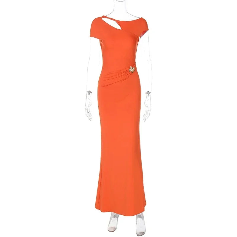 Chic Hollow Backless Maxi Dress with Metal Buckle ATHLEXES