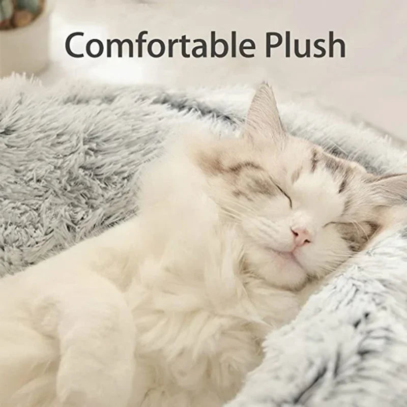 PurrNest Plush Cat Bed: Cozy 2-in-1 Winter Retreat ATHLEXES