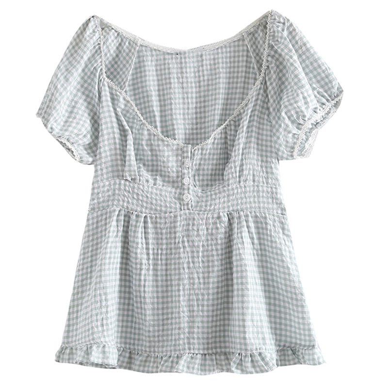 Maemukilabe Retro Kawaii Milkmaid Summer Crop Tee ATHLEXES