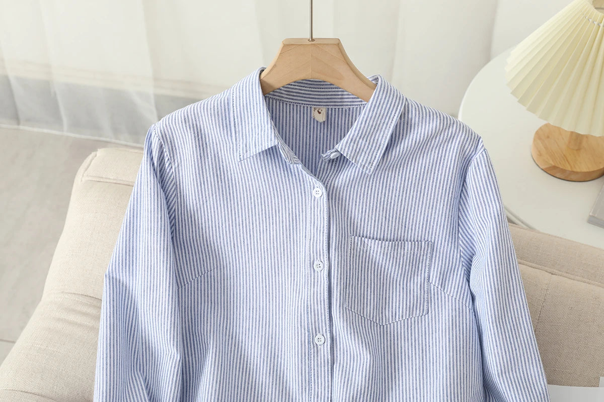 Autumn Chic Striped Cotton Oxford Shirt ATHLEXES