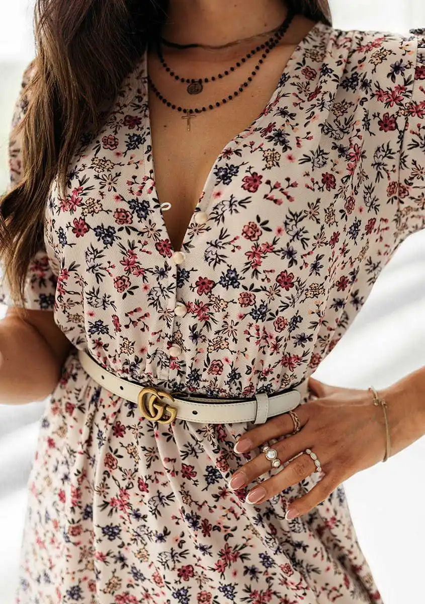 Elegant Floral V Neck Maxi Dress for Women ATHLEXES
