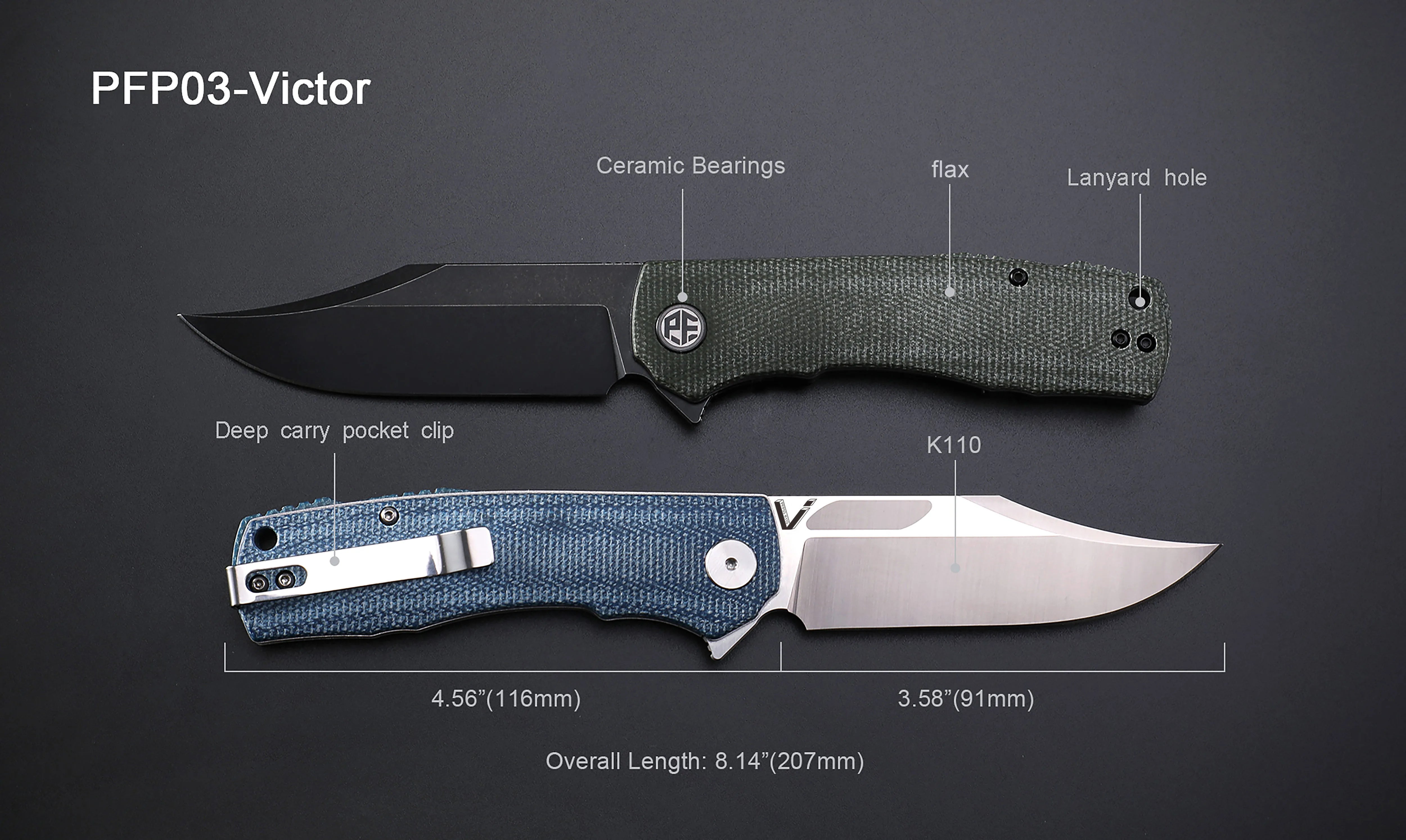 Petrified Fish PFP03 Premium Folding Knife  K110 Steel ATHLEXES