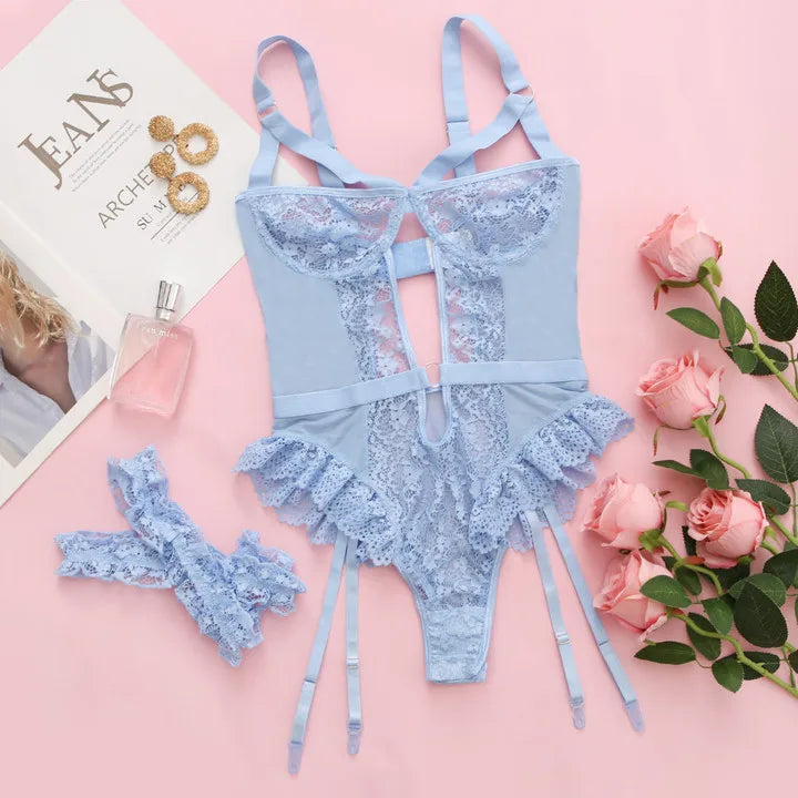 Elegant Lace Garter Lingerie Set with Choker ATHLEXES