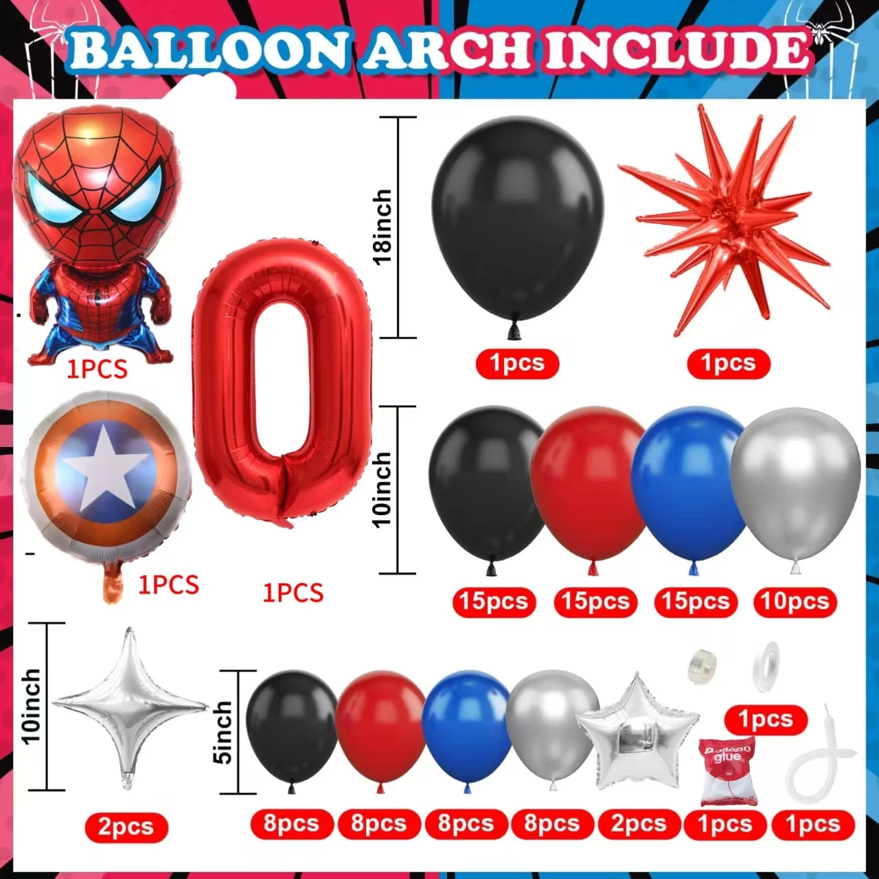 Spiderman Superhero Balloon Garland Kit ATHLEXES