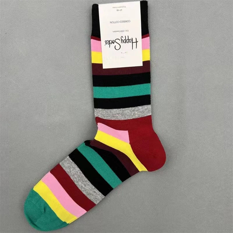 Happy Socks Men's Diamond Check Crew Socks for All Seasons ATHLEXES