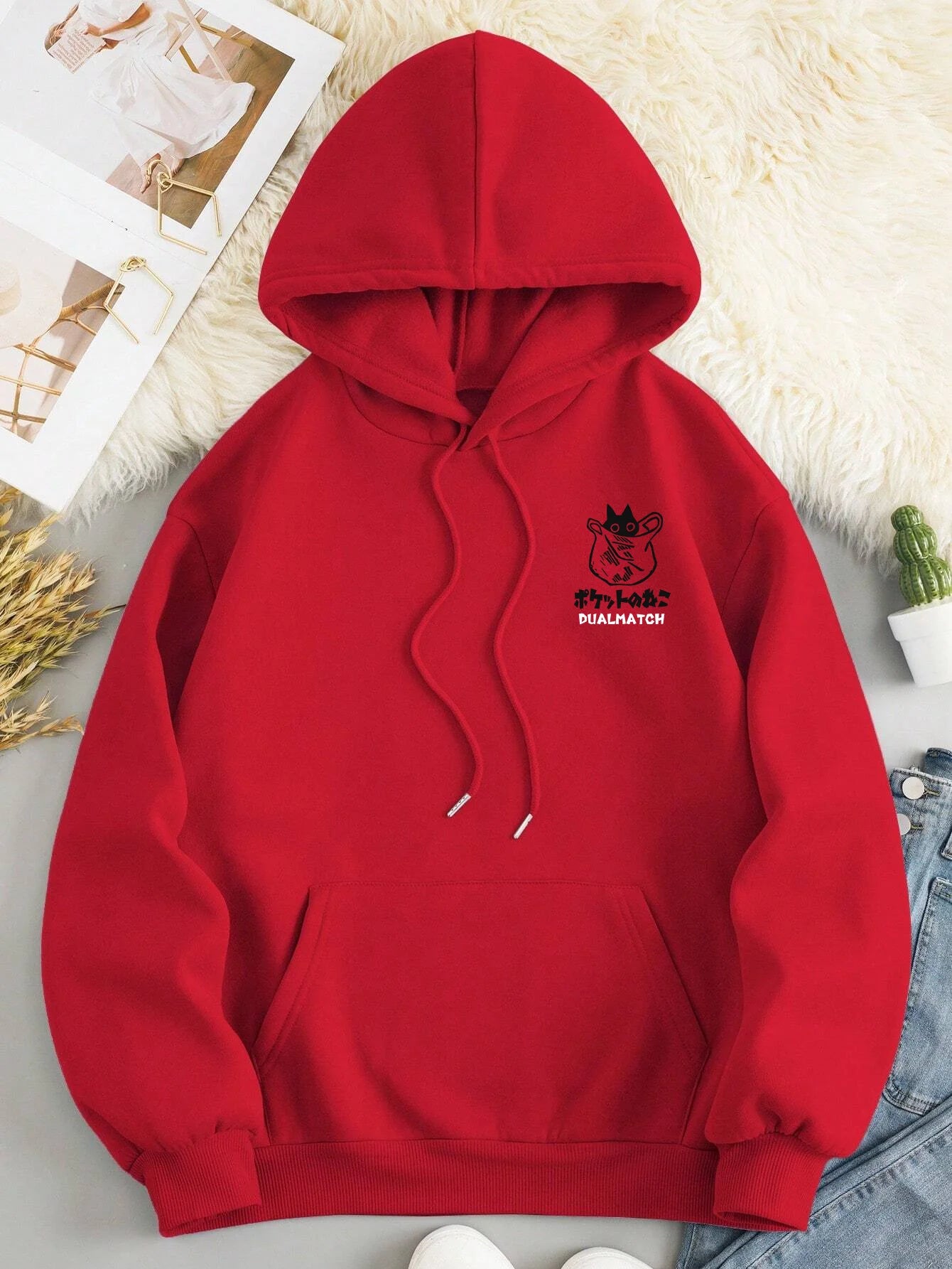Chic Cat Print Hoodie for Women ATHLEXES