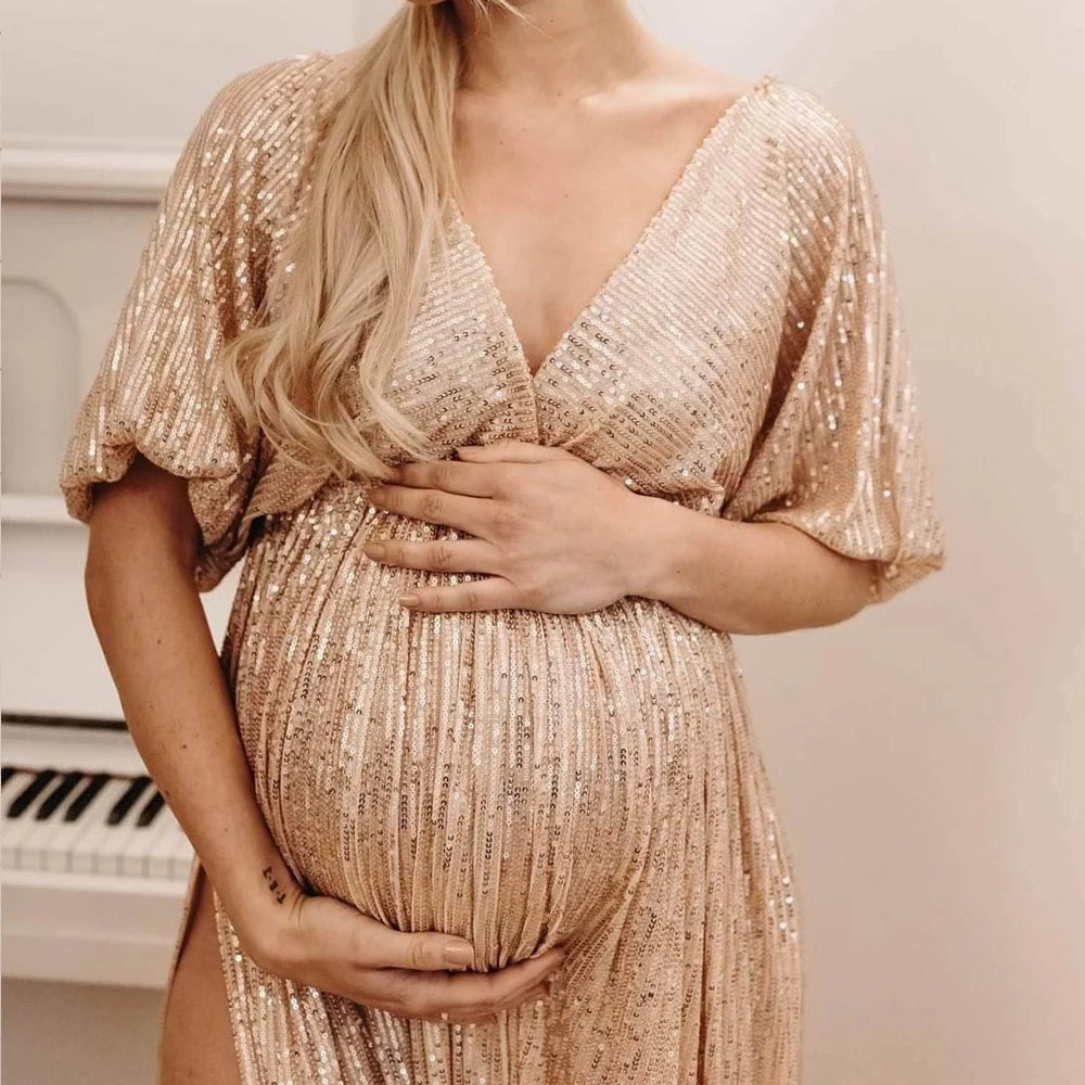 Vintage Sequin Maternity Photography Gown Dress ATHLEXES