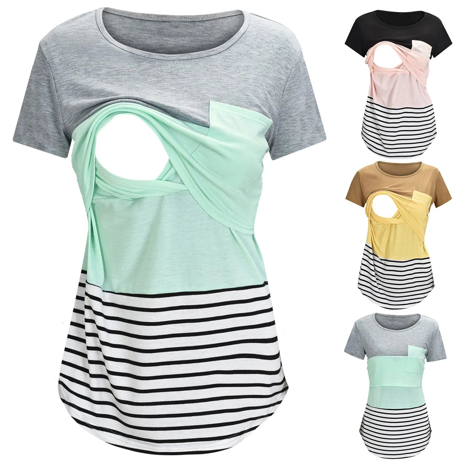Striped Comfort Nursing Tee for Maternity Bliss ATHLEXES